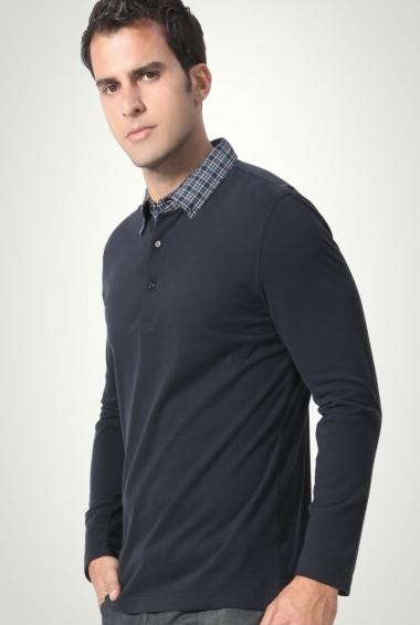 Cotton long-sleeved plaid lapel shirts